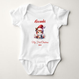 Erstes Weihnachten für Baby süße Katze personalisi Strampler