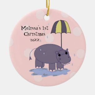 Erstes Weihnachten für Nilpferdbaby Keramikornament