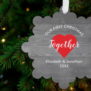 Erstes Weihnachten gemeinsam Rustikales Holz Ornament Karte
