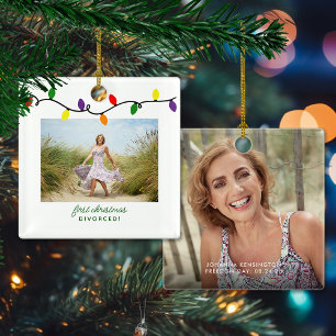 Erstes Weihnachten geschieden Bunte Weihnachtslich Keramikornament