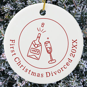 Erstes Weihnachten Geschiedenes Jubiläums-Doodle Keramik Ornament
