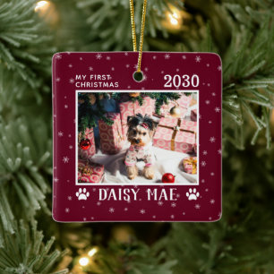 Erstes Weihnachten Hund Foto Name Jahr Benutzerdef Keramikornament