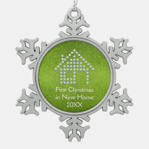 Erstes Weihnachten im neuen Zuhause Schneeflocken Zinn-Ornament