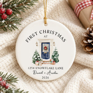 Erstes Weihnachten im neuen Zuhause Wasserfarbe Bl Keramik Ornament