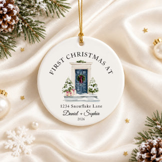 Erstes Weihnachten im neuen Zuhause Wasserfarbe Bl Keramik Ornament