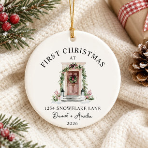 Erstes Weihnachten im neuen Zuhause Wasserfarbe Br Keramik Ornament