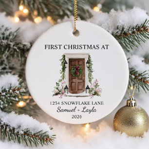 Erstes Weihnachten im neuen Zuhause Wasserfarbe Br Keramik Ornament