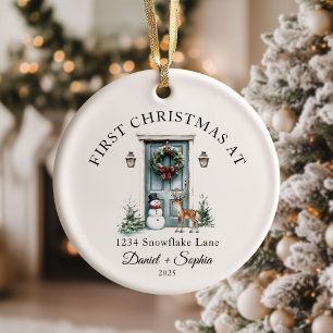 Erstes Weihnachten im neuen Zuhause Wasserfarbe Gr Keramik Ornament