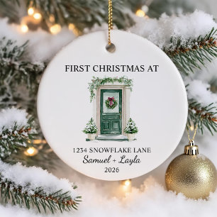 Erstes Weihnachten im neuen Zuhause Wasserfarbe Gr Keramik Ornament