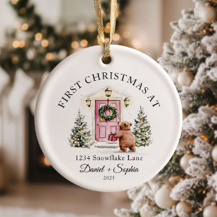 Erstes Weihnachten im neuen Zuhause Wasserfarbe Ro Keramik Ornament