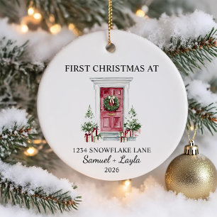 Erstes Weihnachten im neuen Zuhause Wasserfarbe Ro Keramik Ornament