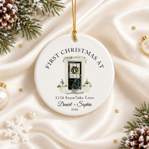 Erstes Weihnachten im neuen Zuhause Wasserfarbe Sc Keramik Ornament