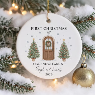 Erstes Weihnachten im neuen Zuhause Wasserfarbe Tü Keramik Ornament