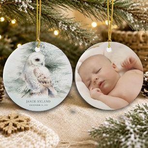 Erstes Weihnachten im Wald mit Baby-Foto Keramik Ornament
