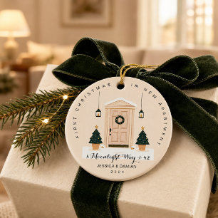ERSTES WEIHNACHTEN IN NEUER WOHNUNG BEIGE KERAMIK ORNAMENT