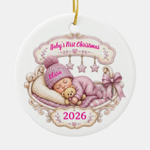 Erstes Weihnachten Mädchen Benutzerdefinierter Nam Keramik Ornament