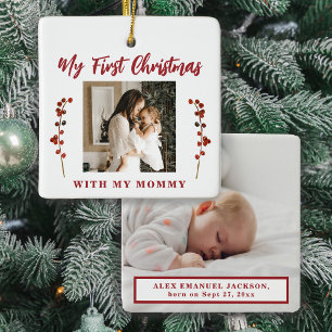 Erstes Weihnachten Mama und Baby 2 Foto Keramikornament