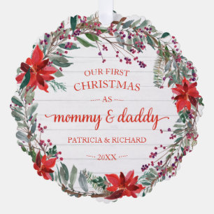 Erstes Weihnachten Mami & Papi Weihnachtsbaumanhän Ornament Karte