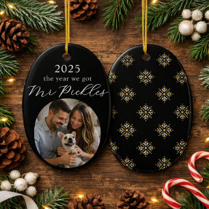 Erstes Weihnachten mit neuem Haustier Foto-Meilens Keramik Ornament
