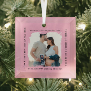 Erstes Weihnachten mit Schwangerschaftsankündigung Ornament Aus Glas