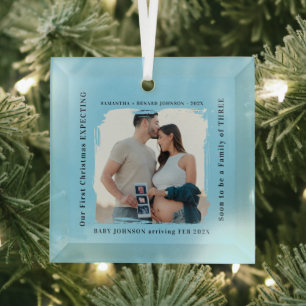Erstes Weihnachten mit Schwangerschaftsankündigung Ornament Aus Glas