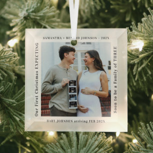 Erstes Weihnachten mit Schwangerschaftsankündigung Ornament Aus Glas
