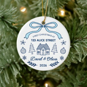 Erstes Weihnachten neue Heimatadresse & Namen Keramik Ornament