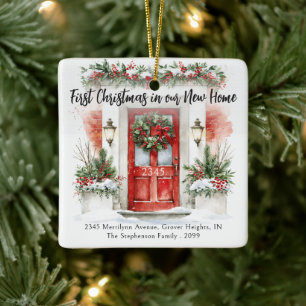 Erstes Weihnachten Neue Heimatadresse Wasserfarbe Keramikornament