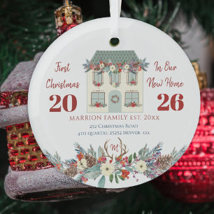 Erstes Weihnachten neues Zuhause Familie rustikal Ornament Aus Glas