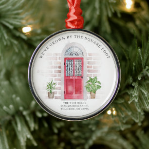 Erstes Weihnachten neues Zuhause rote Tür Botanik Ornament Aus Metall