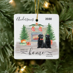 Erstes Weihnachten Neues Zuhause Schwarzer Labrado Keramikornament