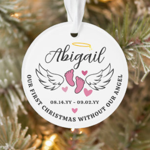 Erstes Weihnachten ohne Engel-Foto mit rosa Herzen Ornament