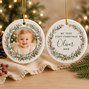 Erstes Weihnachten personalisiertes Foto für Baby  Keramik Ornament