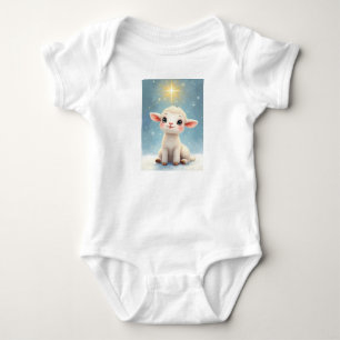 Erstes Weihnachten Religiös Himmel Kleines Lamm mi Baby Strampler