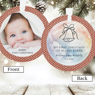 Erstes Weihnachten Terrakotta-Foto-Andenken für Ba Ornament