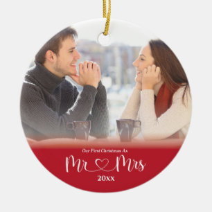 Erstes Weihnachten verheiratet als Herr und Frau F Keramik Ornament