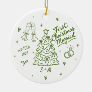 Erstes Weihnachten Verheiratet Benutzerdefiniertes Keramik Ornament