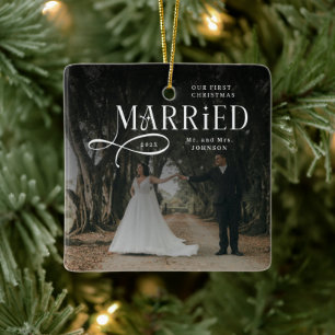Erstes Weihnachten Verheiratet Herr und Frau Paarf Keramikornament