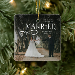 Erstes Weihnachten Verheiratet Herr und Frau Paarf Keramikornament