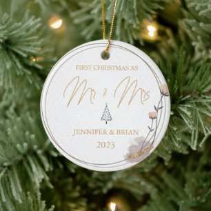 Erstes Weihnachten Verheiratet Herr und Frau Weihn Keramik Ornament