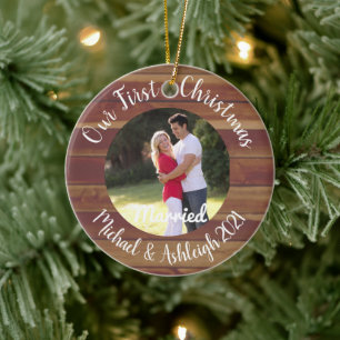 Erstes Weihnachten Verheiratet Keramik Ornament