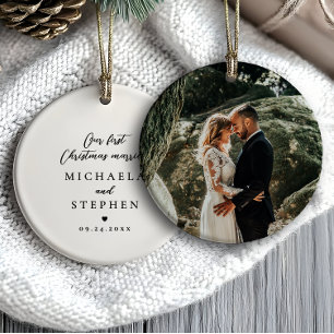 Erstes Weihnachten Verheiratet Moderne Minimalisti Keramik Ornament