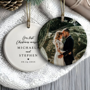 Erstes Weihnachten Verheiratet Modernes Minimalist Keramik Ornament