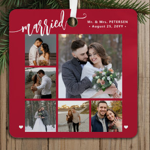 Erstes Weihnachten verheiratet neuvermählte Fotoco Ornament Aus Metall