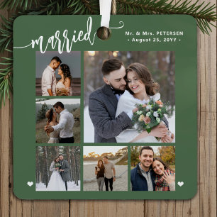 Erstes Weihnachten verheiratet Neuvermählte Fotoco Ornament Aus Metall