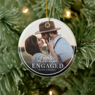 Erstes Weihnachten verlobt Foto Keramik Ornament