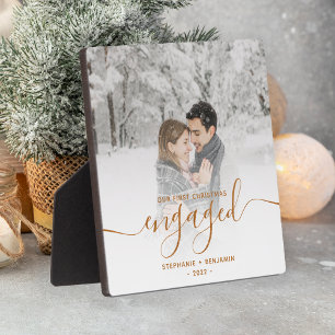 Erstes Weihnachten verlobt Foto Kupfer Schrift Fotoplatte