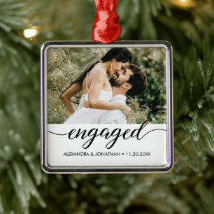 Erstes Weihnachten verlobt, individuelles Foto zur Ornament Aus Metall