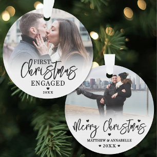 Erstes Weihnachten Verlobtes Paar 2 Foto Ornament
