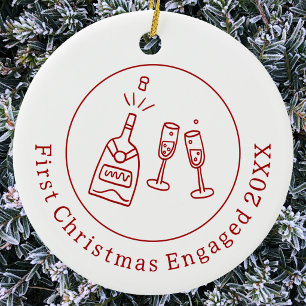 Erstes Weihnachten Verlobungsfeier Doodle Keramik Ornament
